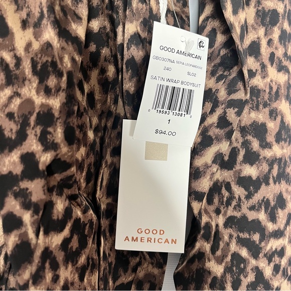 NWT Good American Flowing Faux Wrap Leopard Bodysuit Small - Picture 11 of 12
